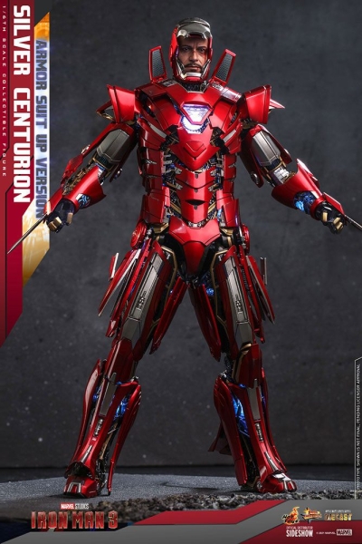 |HOT TOYS - Iron Man 3 - Silver Centurion - (Armor Suit Up Version)
