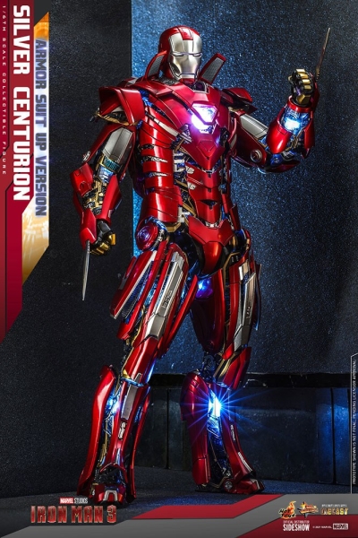 |HOT TOYS - Iron Man 3 - Silver Centurion - (Armor Suit Up Version)