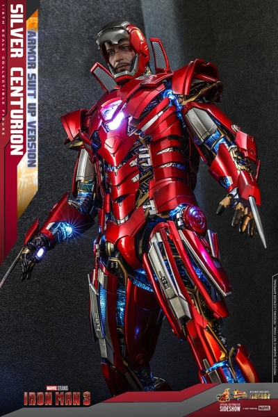 |HOT TOYS - Iron Man 3 - Silver Centurion - (Armor Suit Up Version)