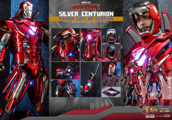 |HOT TOYS - Iron Man 3 - Silver Centurion - (Armor Suit Up Version)