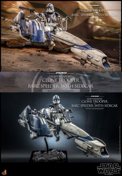 |HOT TOYS - Star Wars -The Clone Wars - 1/6 - Heavy Weapons Clone Trooper & BARC Speeder with Sidecar